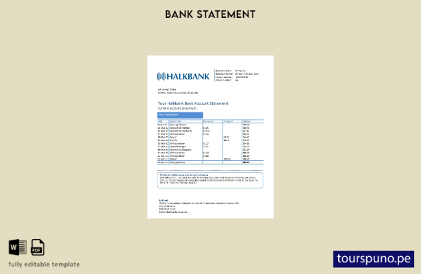 listo para imprimir Plantilla de Excel de extracto bancario de comprobante de  1